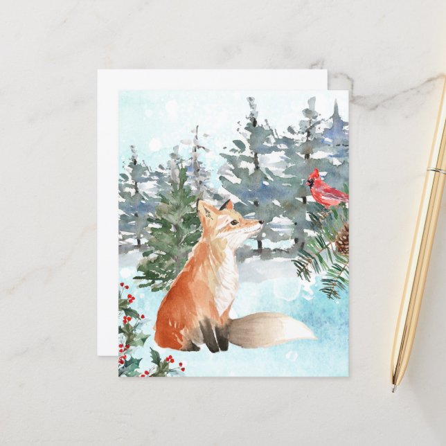 Lámina Navidades de Budget Woodland Fox (Anverso/Reverso In Situ)