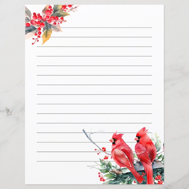 Lámina Navidades de cardenales y bayas (Anverso)