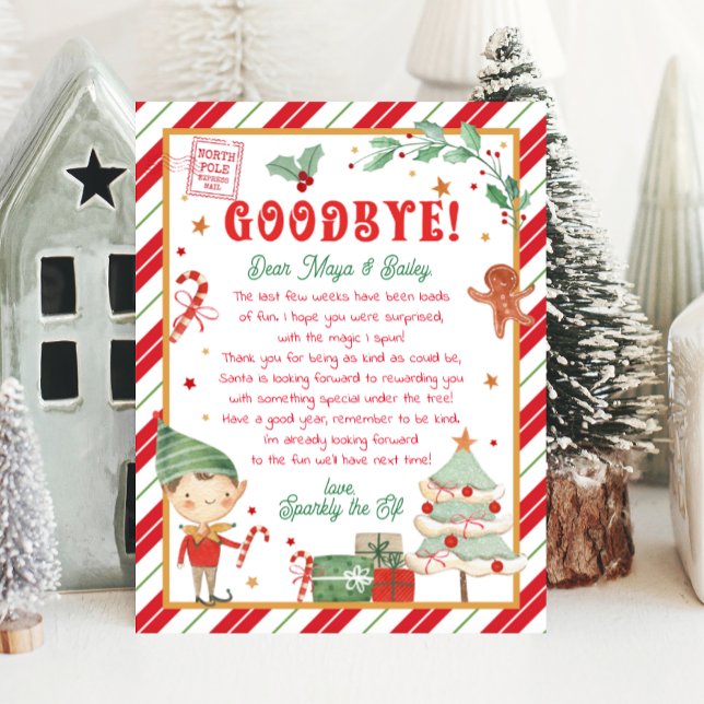 Lámina Navidades de cartas personalizadas de adiós Elf (Goodbye elf letter is a perfect way to add magic to Christmas. Saying goodbye to your Christmas elf.)