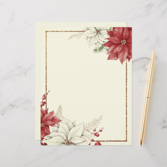 Lámina Navidades de cuadros de poinsettia de época (Anverso/Reverso In Situ)