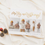 Lámina Navidades de fotos de Budget Merry Everything Scri<br><div class="desc">Difundir alegría por vacaciones con esta tarjeta de vacaciones festiva de presupuesto! "¡Feliz todo!" está escrito a mano en un guión divertido y moderno. La caligrafía es de oro para un ambiente más festivo. El oro es una imagen impresa, pero una versión real de Relieve metalizado dorado está disponible en...</div>