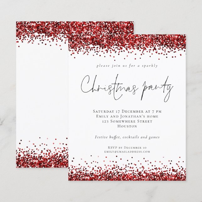 Lámina Navidades de guiones de Purpurina rojo presupuesta (Anverso / Reverso)