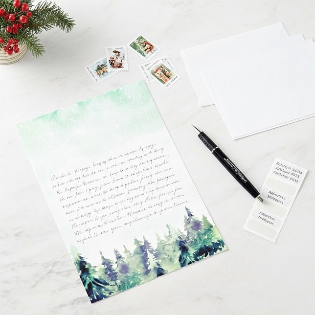 Lámina Navidades de invierno con árboles de nieve papel d (Subido por el creador)