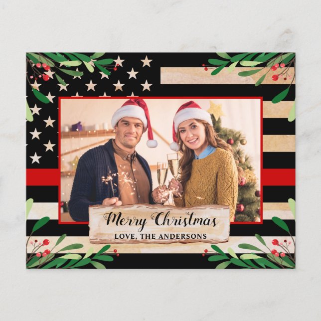 Lámina Navidades de la bandera de la línea roja delgada d (Anverso)