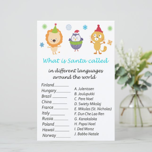 Lámina Navidades de los animales de invierno en todo el m (Anverso de pie)