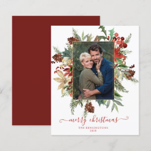 Lámina Navidades de oro floral de invierno elegante con p