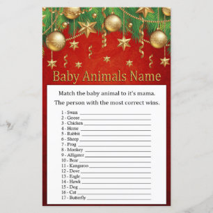 Lámina navidades de oro juguete Baby Animals Nombre Juego