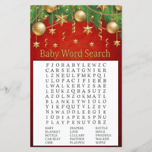 Lámina navidades de oro juguete Baby Shower Word Search G