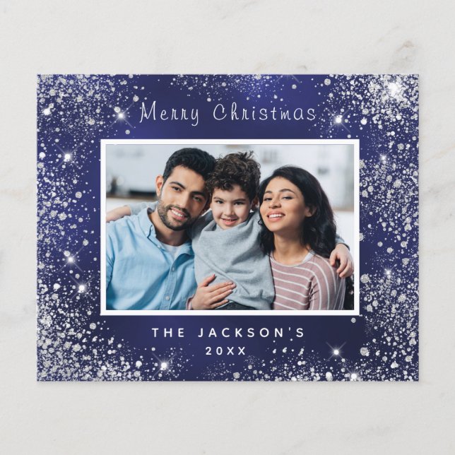 Lámina Navidades de presupuesto foto purpurina azul polvo (Anverso)