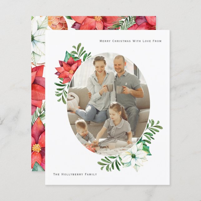 Lámina NAVIDADES DE PRESUPUESTO Marco de flores de Poinse (Anverso / Reverso)