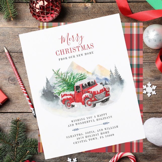 Lámina Navidades de presupuesto nueva Invitación de mudan (Christmas Holidays Palm Tree Boho Moving Announcement)