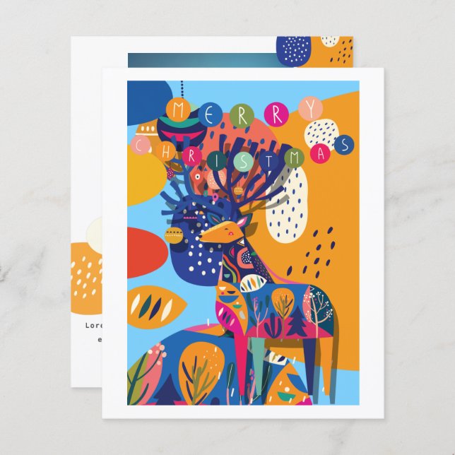 Lámina NAVIDADES de PRESUPUESTO Renos Coloridos Personali (Anverso / Reverso)