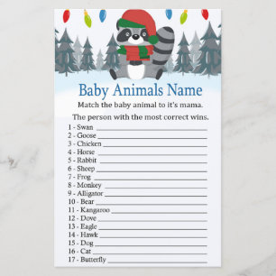 Lámina Navidades De Raccoon Cute Animales Nombrados Juego