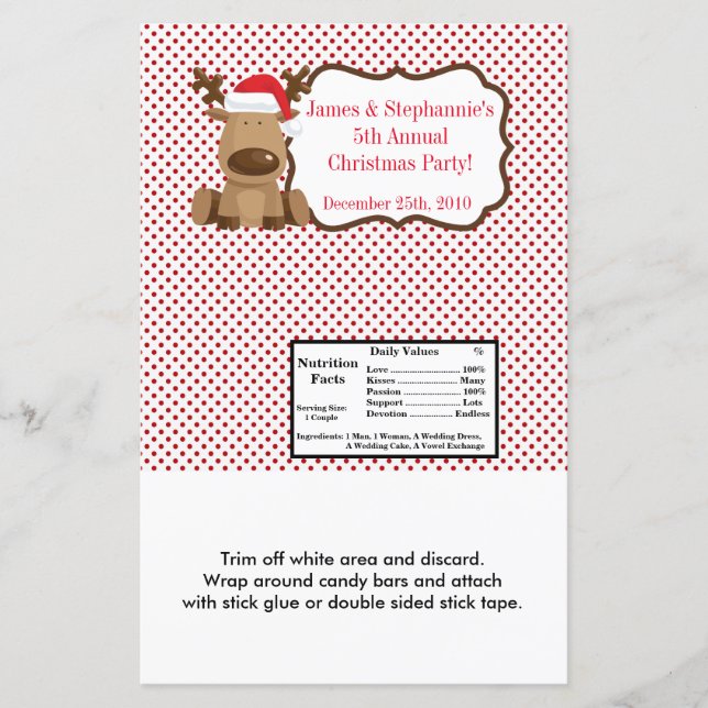 Lámina Navidades de renos de bar grande de Hershey XMA (Anverso)