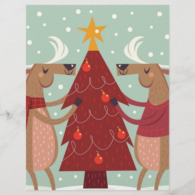 Lámina Navidades de renos de época (Anverso)