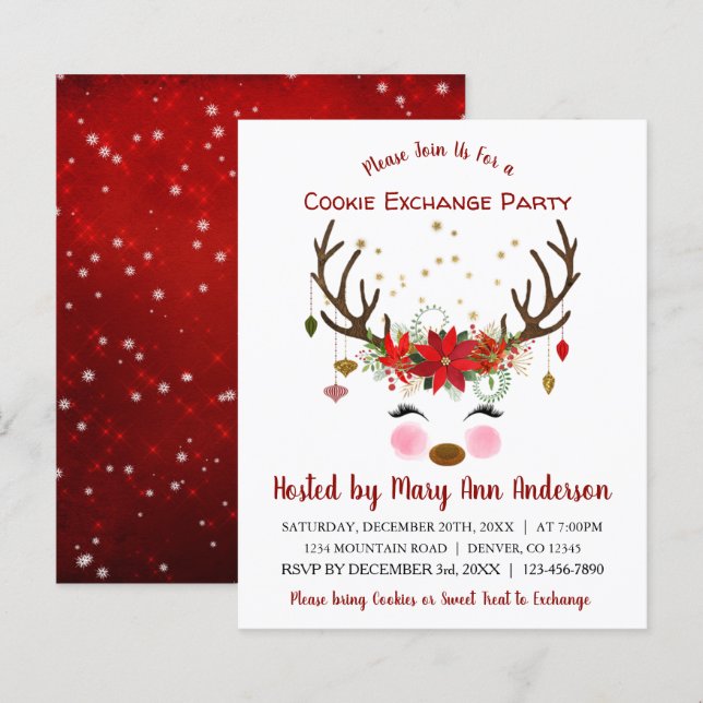 Lámina Navidades de renos de presupuesto Fiesta de interc (Anverso / Reverso)