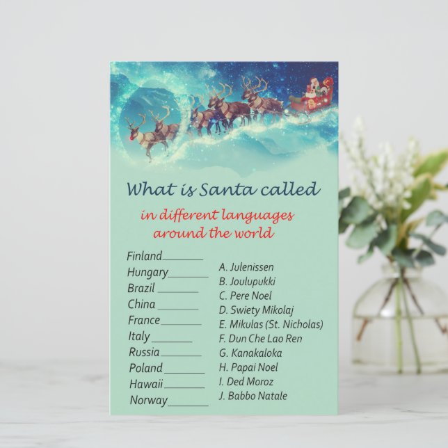 Lámina Navidades de renos de Santa Claus en todo el mundo (Anverso de pie)