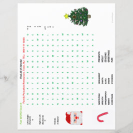 Lámina Navidades de restaurantes 15 Word Search Placemat