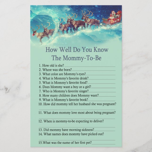 Lámina Navidades de Santa Sleigh ¿qué tan bien conoces el (Anverso)