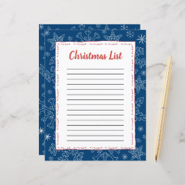 Lámina Navidades Dk Blue Snowflake BG Santa Wish List