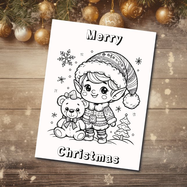 Lámina Navidades Elf y Teddy Bear me colorean (Subido por el creador)