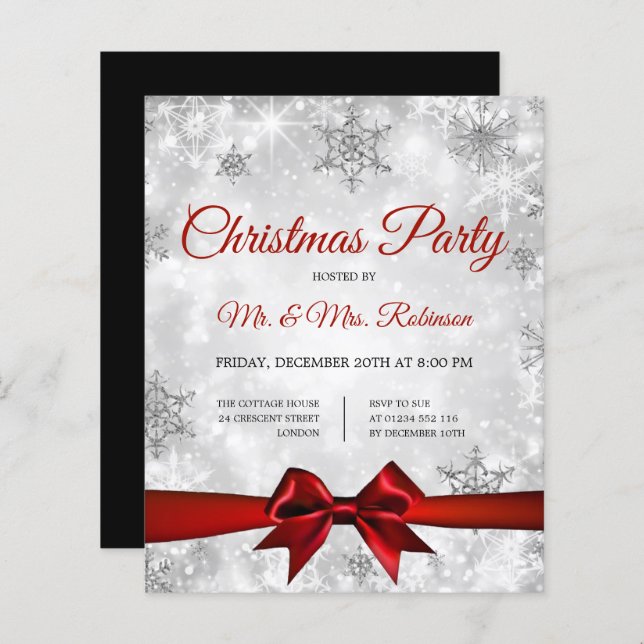 Lámina Navidades Fiesta Silver Winter Sparkle Red Ribbon (Anverso / Reverso)