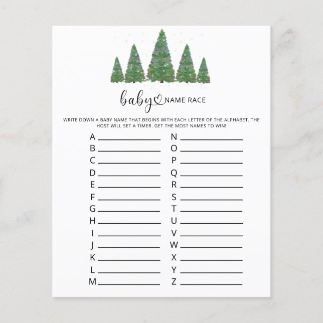 Lámina Navidades floridos juego de carreras de nombres de (Anverso)