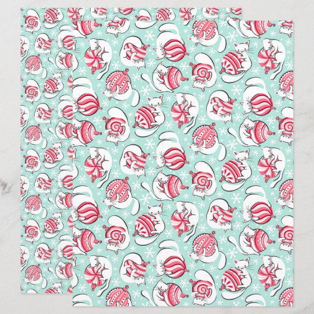 Lámina Navidades Gatitos Papel de libro de cricket (Anverso / Reverso)