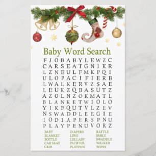 Lámina navidades generando Baby Shower Word Search Game