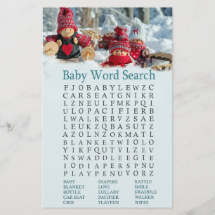 Lámina navidades gnome Baby Shower Word Search Game