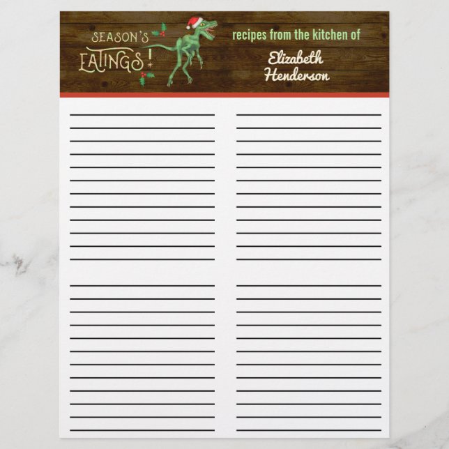 Lámina Navidades Graciosas recetas de los dinosaurios de  (Anverso)