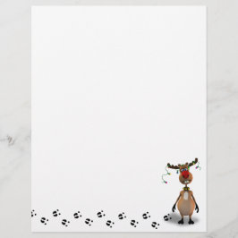 Lámina Navidades graciosos reno con nariz roja