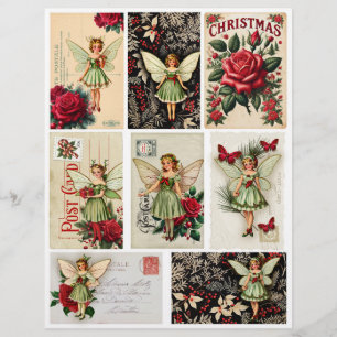 Lámina Navidades Hadas Postales Ephemera