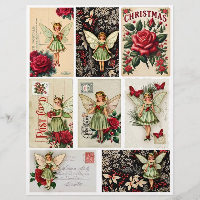 Lámina Navidades Hadas Postales Ephemera (Anverso)