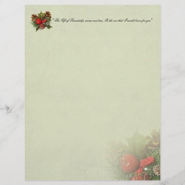 Lámina Navidades Holly Centerpiece Stationery (Anverso)