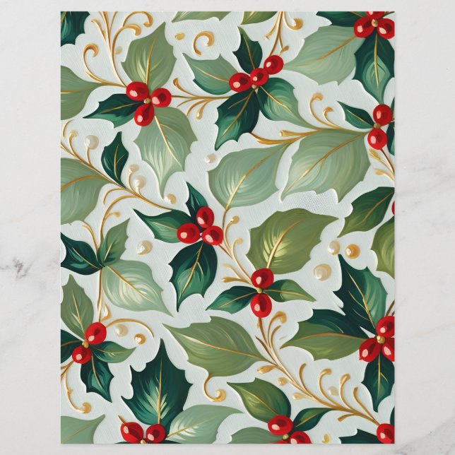 Lámina Navidades Holly Scrapbook Paper (Anverso)