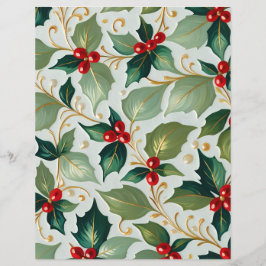 Lámina Navidades Holly Scrapbook Paper
