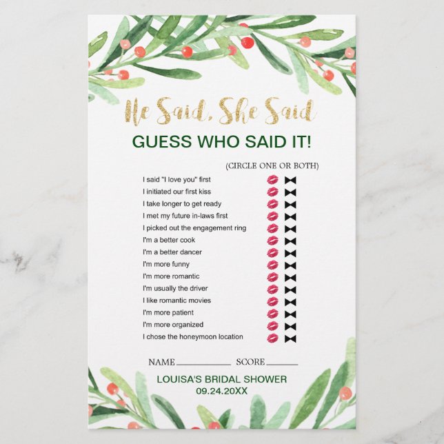 Lámina Navidades Holly Wreath juego "Búsqueda de palabras (Anverso)