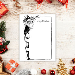 Lámina Navidades minimalistas vintage Santa Carta negra