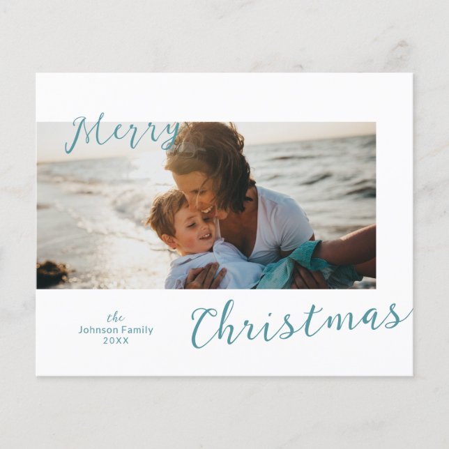 Lámina Navidades modernos de foto azul minimal (Anverso)