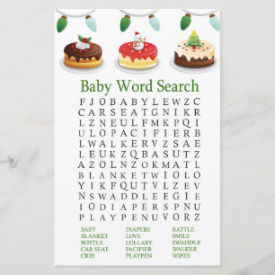 Lámina Navidades pastel Baby Shower Word Search Game