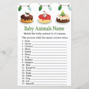 Lámina Navidades pastel Bebé Animales Nombre Juego Ducha 