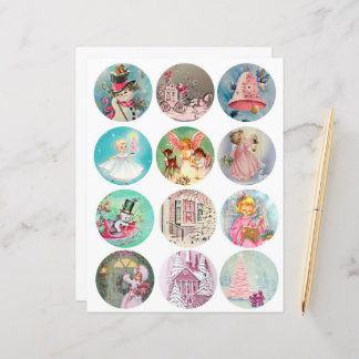 Lámina Navidades Pastel Círculos Clipart de 2,5 pulgadas