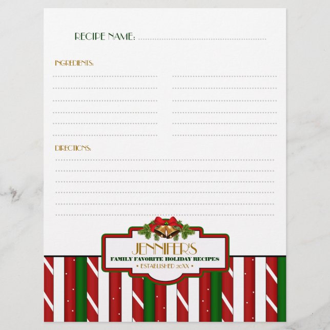 Lámina Navidades personalizados Binder de recetas de fami (Anverso)