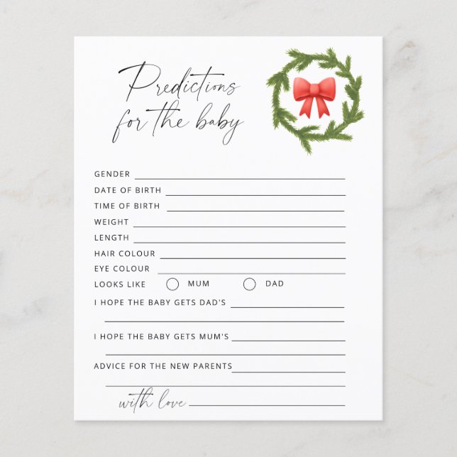 Lámina Navidades predicciones y consejos para bebés de in (Anverso)