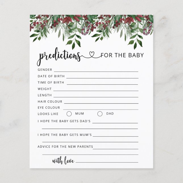 Lámina Navidades predicciones y consejos para bebés en to (Anverso)