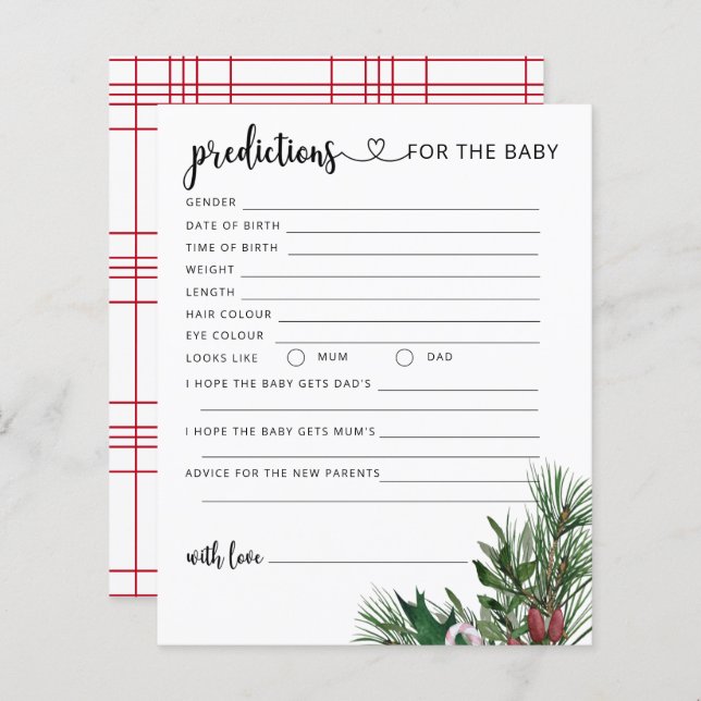 Lámina Navidades predicciones y consejos para bebés en to (Anverso / Reverso)