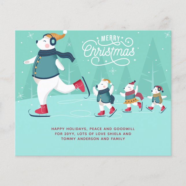 Lámina Navidades Presupuestarios Patinaje De Hielo De Oso (Anverso)