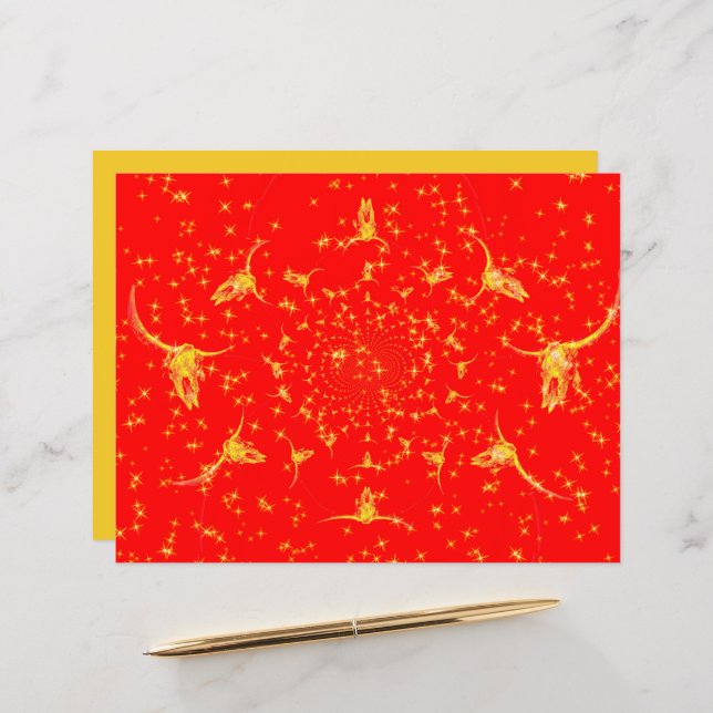 Lámina Navidades Purpurina Occidental Red Gold Girly Cow  (Anverso/Reverso In Situ)