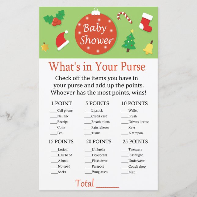 Lámina Navidades ¿Qué hay en tu juego de bolsos? (Anverso)